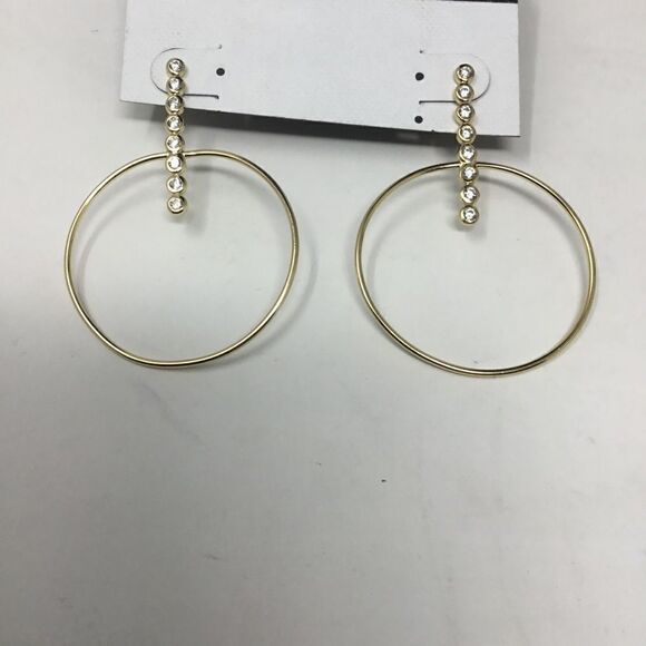 Argento Vivo CZ Bar Drop Hoop Earrings (G1) - Picture 2 of 5